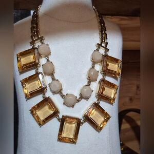 Ann Taylor Glass Brown Geometric Stones Necklace